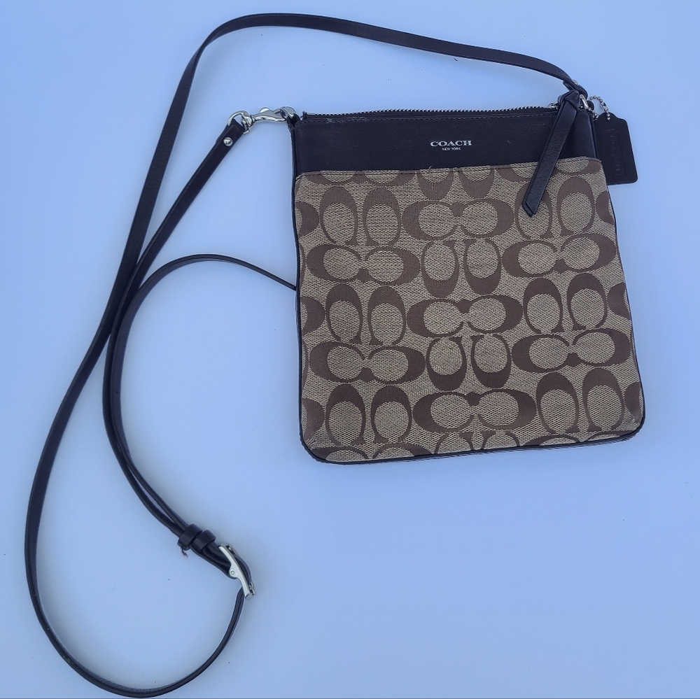 Coach Tan and Brown Signature Crossbody Bag